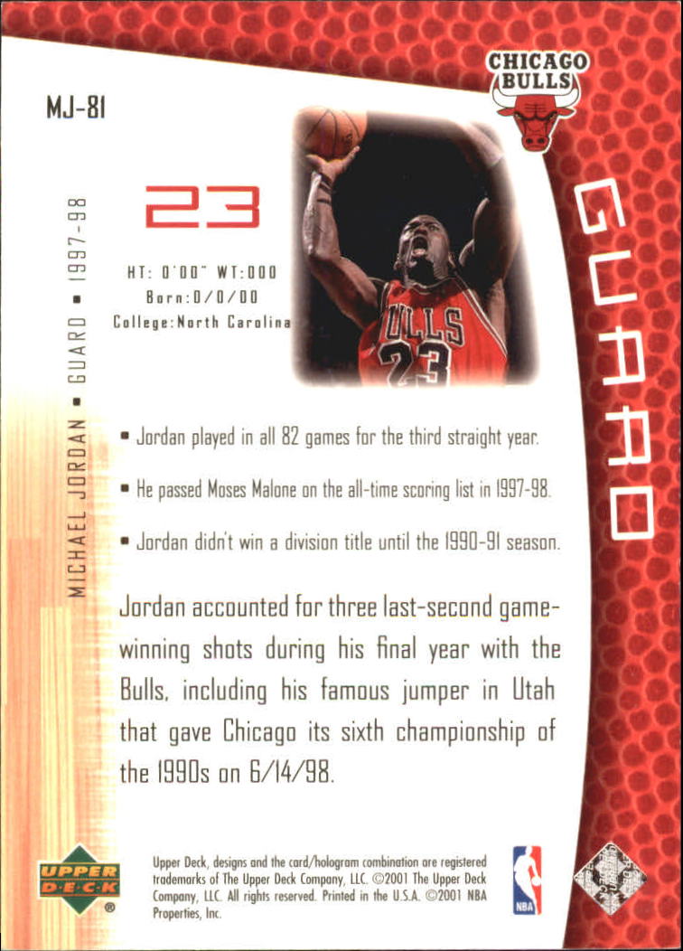 2001/2002 Upper Deck baloncesto parte 2 MJ's tarjetas traseras - Imagen 135 de 147