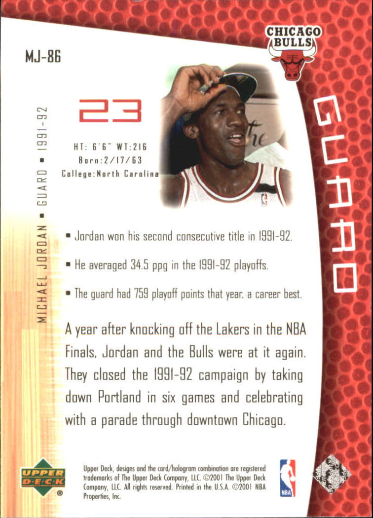 2001/2002 Upper Deck baloncesto parte 2 MJ's tarjetas traseras - Imagen 141 de 147