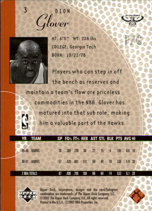 2001/2002 Inspirations (Upper Deck) Basketball - Picture 7 of 265