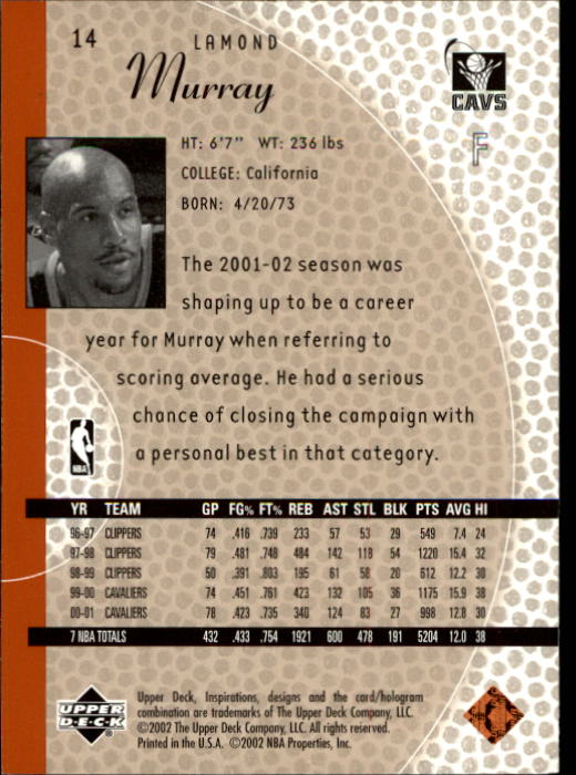 2001/2002 Inspirations (Upper Deck) Basketball - Picture 29 of 265