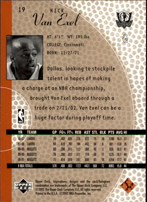 2001/2002 Inspirations (Upper Deck) Basketball - Picture 39 of 265