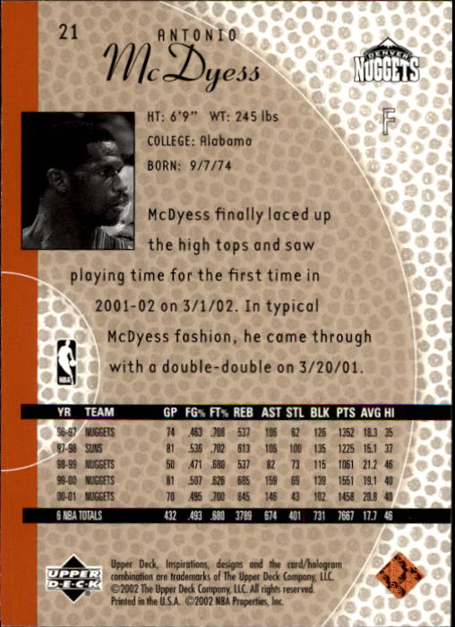 2001/2002 Inspirations (Upper Deck) Basketball - Picture 43 of 265