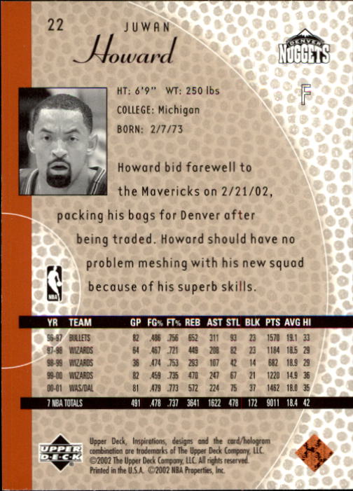 2001/2002 Inspirations (Upper Deck) Basketball - Picture 45 of 265