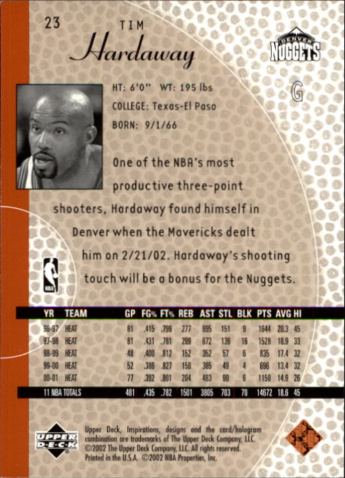 2001/2002 Inspirations (Upper Deck) Basketball - Picture 47 of 265