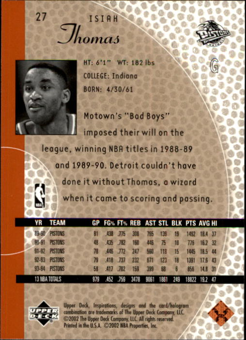 2001/2002 Inspirations (Upper Deck) Basketball - Picture 55 of 265
