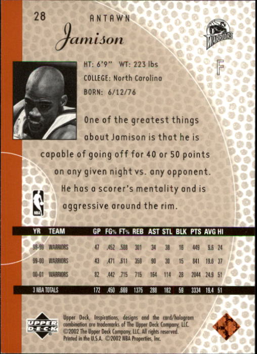 2001/2002 Inspirations (Upper Deck) Basketball - Picture 57 of 265