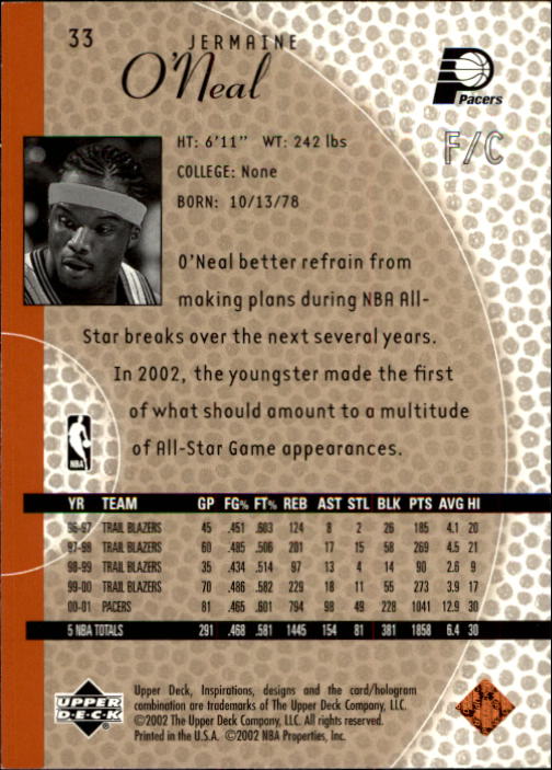 2001/2002 Inspirations (Upper Deck) Basketball - Picture 67 of 265