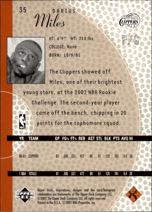 2001/2002 Inspirations (Upper Deck) Basketball - Picture 71 of 265