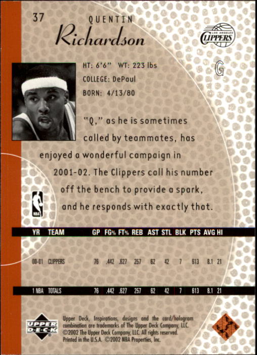 2001/2002 Inspirations (Upper Deck) Basketball - Picture 75 of 265