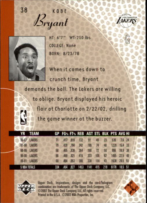 2001/2002 Inspirations (Upper Deck) Basketball - Picture 77 of 265