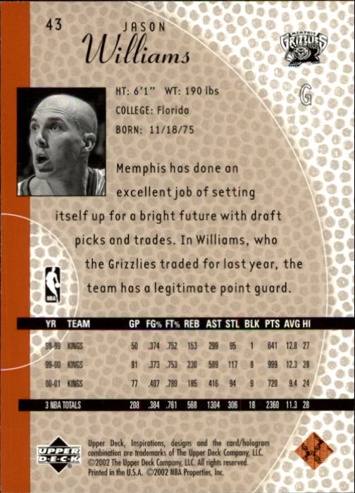 2001/2002 Inspirations (Upper Deck) Basketball - Picture 87 of 265