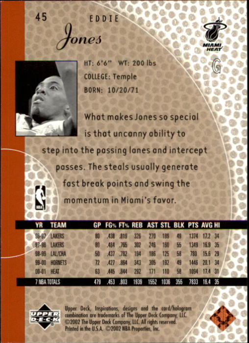 2001/2002 Inspirations (Upper Deck) Basketball - Picture 91 of 265