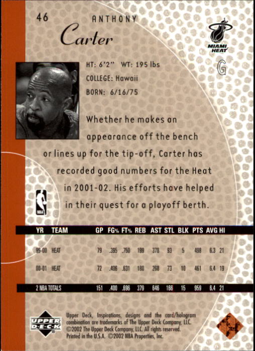 2001/2002 Inspirations (Upper Deck) Basketball - Picture 93 of 265