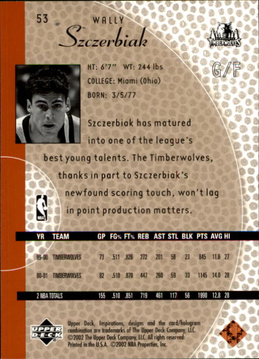 2001/2002 Inspirations (Upper Deck) Basketball - Picture 107 of 265