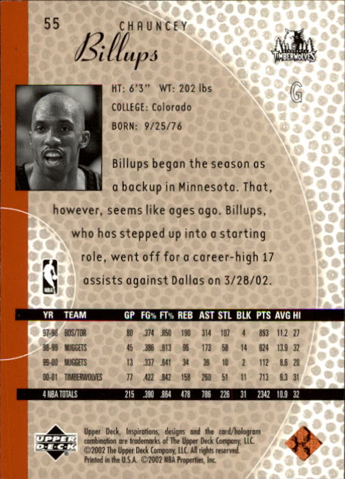 2001/2002 Inspirations (Upper Deck) Basketball - Picture 111 of 265