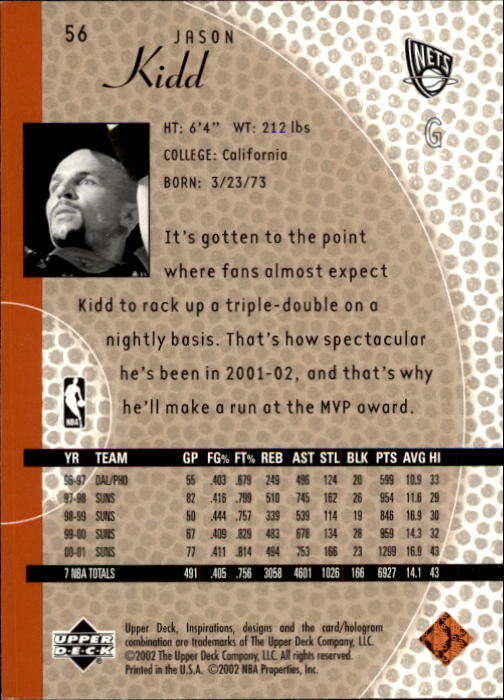 2001/2002 Inspirations (Upper Deck) Basketball - Picture 113 of 265
