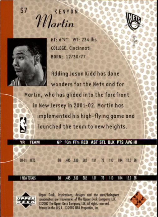 2001/2002 Inspirations (Upper Deck) Basketball - Picture 115 of 265