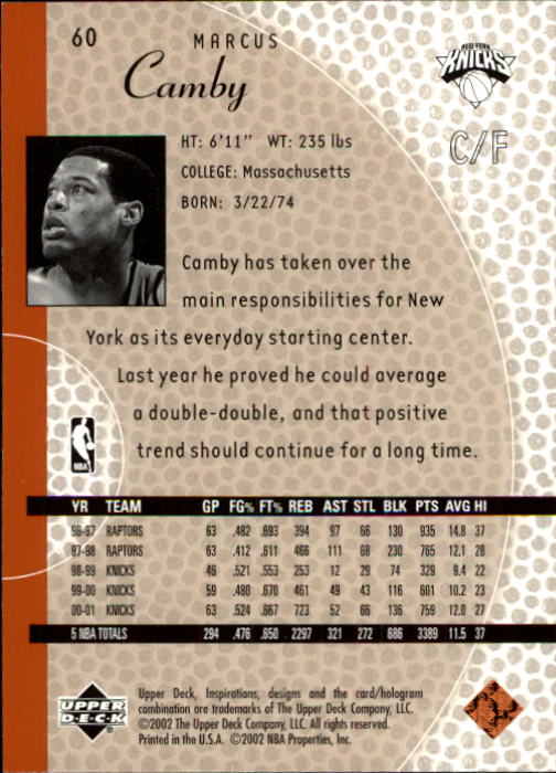 2001/2002 Inspirations (Upper Deck) Basketball - Picture 121 of 265