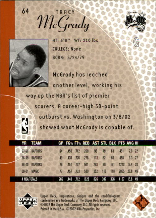 2001/2002 Inspirations (Upper Deck) Basketball - Picture 129 of 265