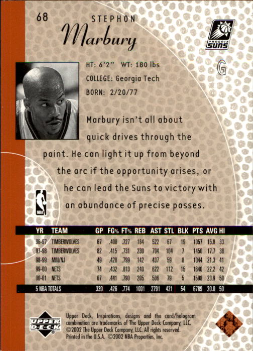 2001/2002 Inspirations (Upper Deck) Basketball - Picture 135 of 265