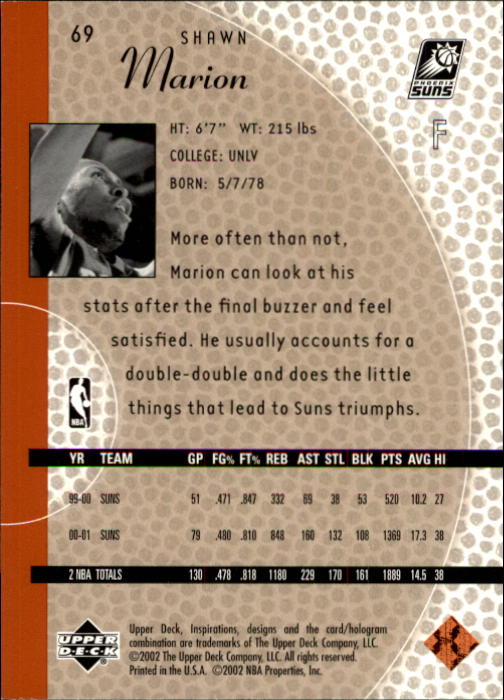 2001/2002 Inspirations (Upper Deck) Basketball - Picture 137 of 265