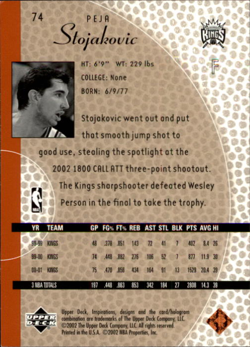 2001/2002 Inspirations (Upper Deck) Basketball - Picture 147 of 265