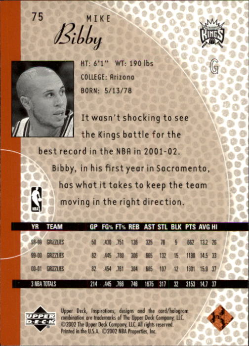 2001/2002 Inspirations (Upper Deck) Basketball - Picture 149 of 265
