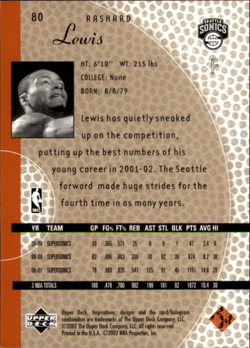 2001/2002 Inspirations (Upper Deck) Basketball - Picture 159 of 265