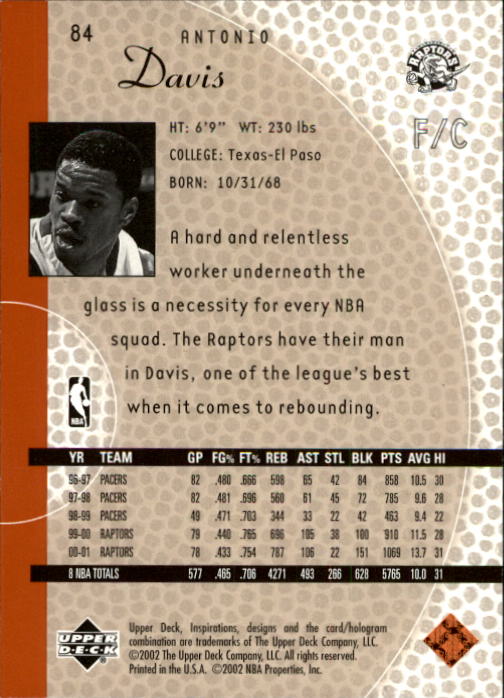 2001/2002 Inspirations (Upper Deck) Basketball - Picture 167 of 265