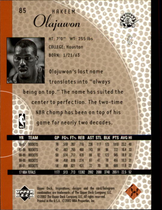 2001/2002 Inspirations (Upper Deck) Basketball - Picture 169 of 265
