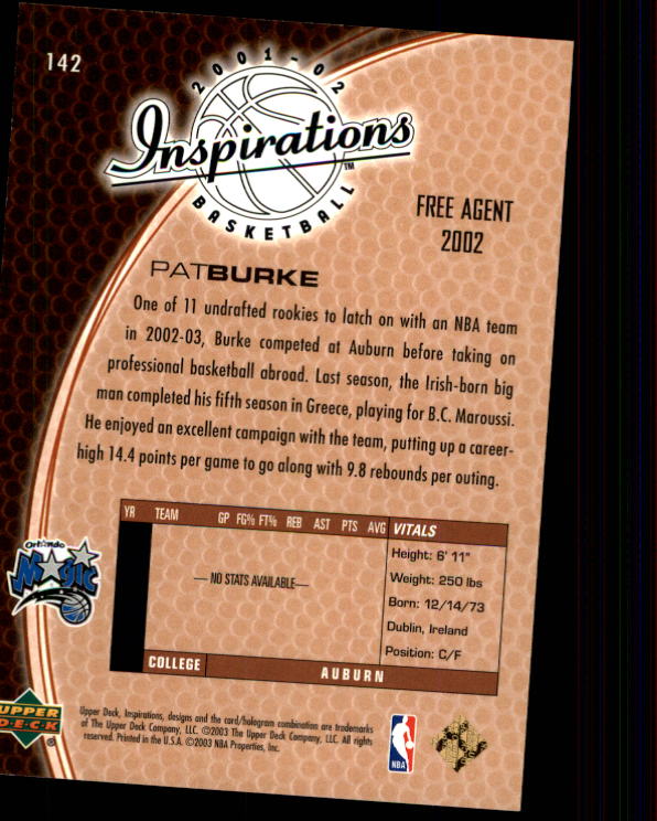 2001/2002 Inspirations (Upper Deck) Basketball - Picture 205 of 265