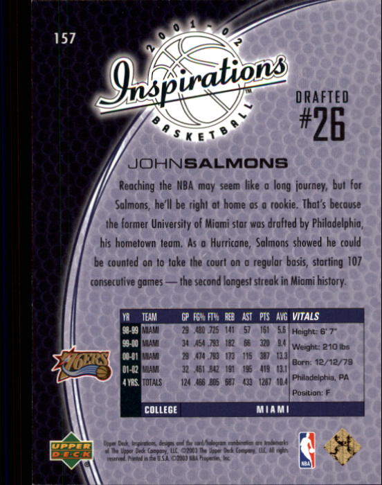 2001/2002 Inspirations (Upper Deck) Basketball - Picture 229 of 265