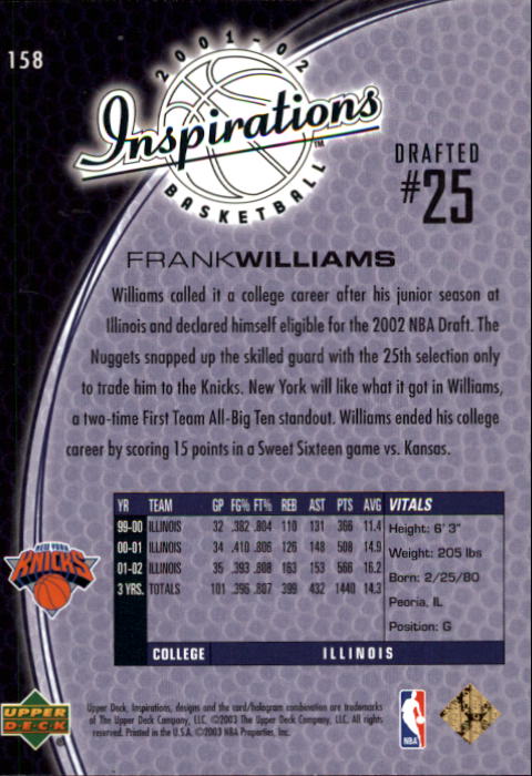 2001/2002 Inspirations (Upper Deck) Basketball - Picture 231 of 265