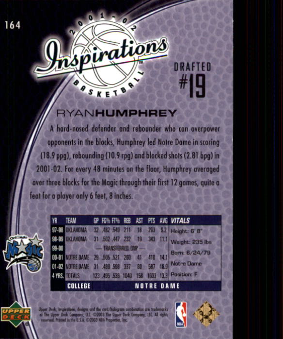 2001/2002 Inspirations (Upper Deck) Basketball - Picture 239 of 265