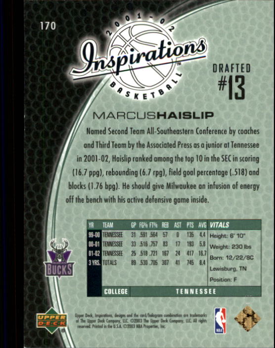 2001/2002 Inspirations (Upper Deck) Basketball - Picture 249 of 265