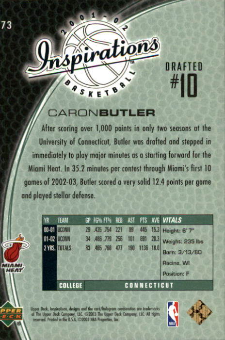 2001/2002 Inspirations (Upper Deck) Basketball - Picture 255 of 265