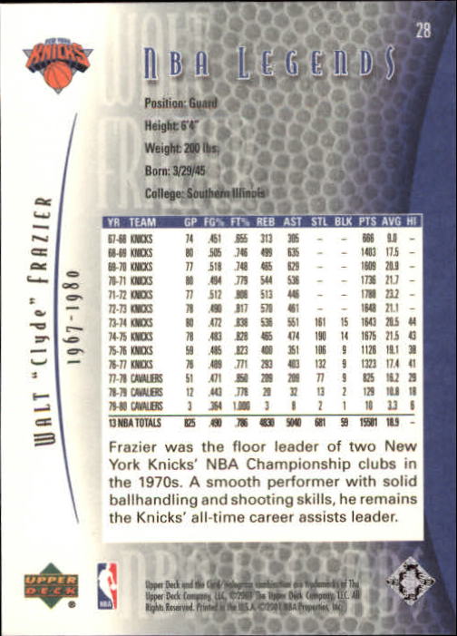 2001/2002 Legends (Upper Deck) Basketball - Picture 39 of 198