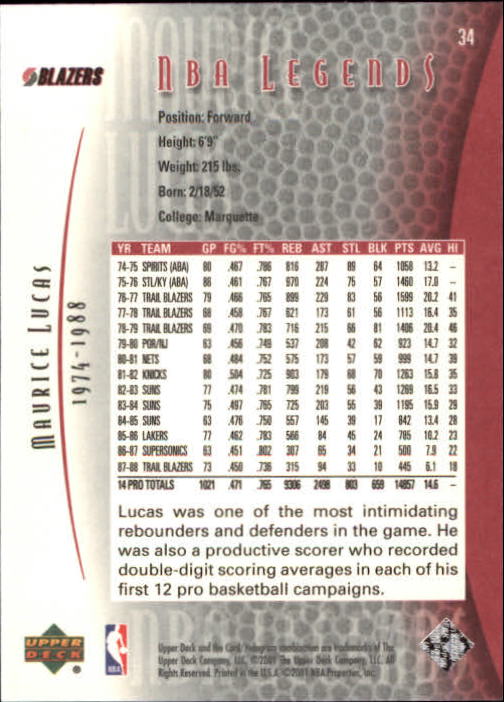 2001/2002 Legends (Upper Deck) Basketball - Picture 49 of 198