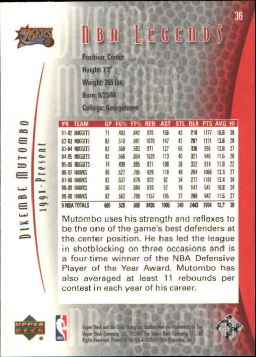 2001/2002 Legends (Upper Deck) Basketball - Picture 53 of 198