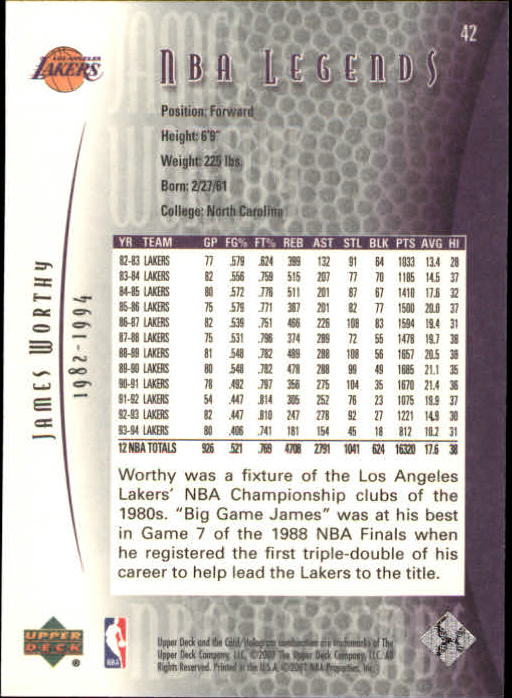 2001/2002 Legends (Upper Deck) Basketball - Picture 65 of 198