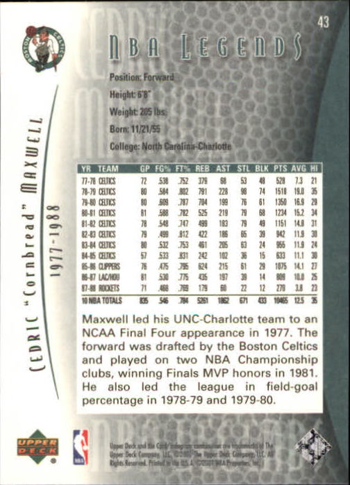 2001/2002 Legends (Upper Deck) Basketball - Picture 67 of 198