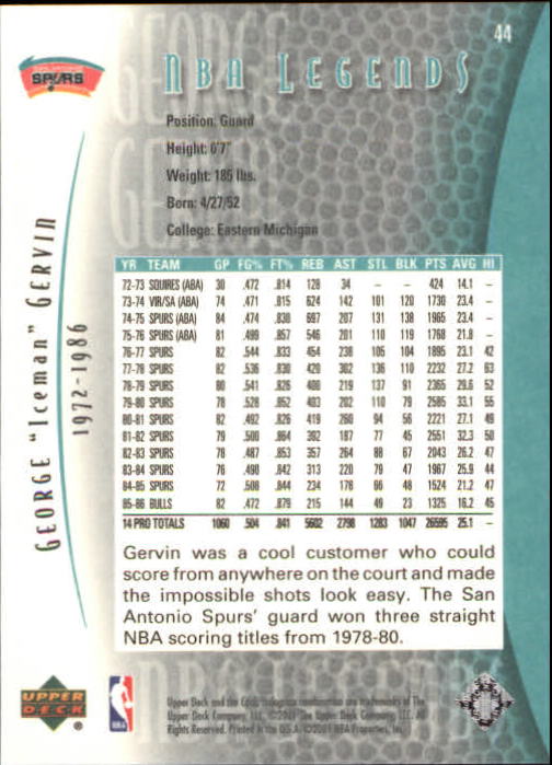 2001/2002 Legends (Upper Deck) Basketball - Picture 69 of 198