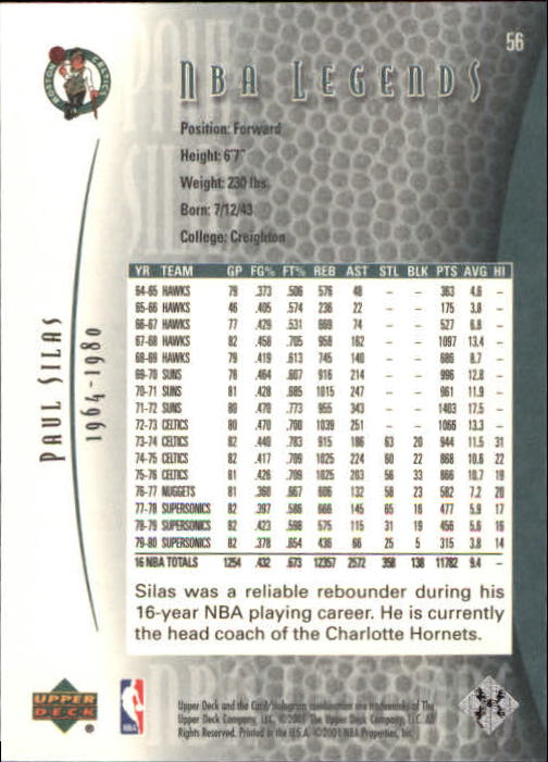 2001/2002 Legends (Upper Deck) Basketball - Picture 91 of 198