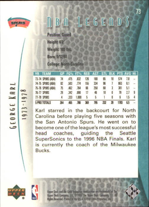2001/2002 Legends (Upper Deck) Basketball - Picture 117 of 198