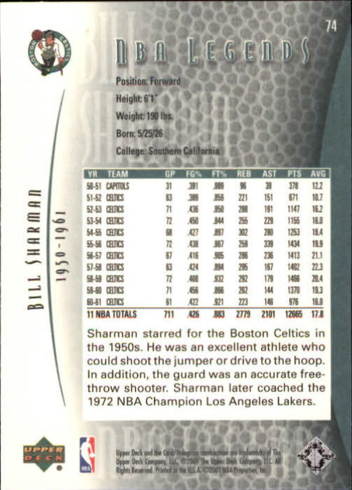 2001/2002 Legends (Upper Deck) Basketball - Picture 119 of 198