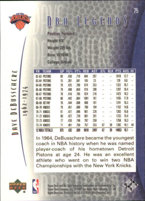 2001/2002 Legends (Upper Deck) Basketball - Picture 121 of 198