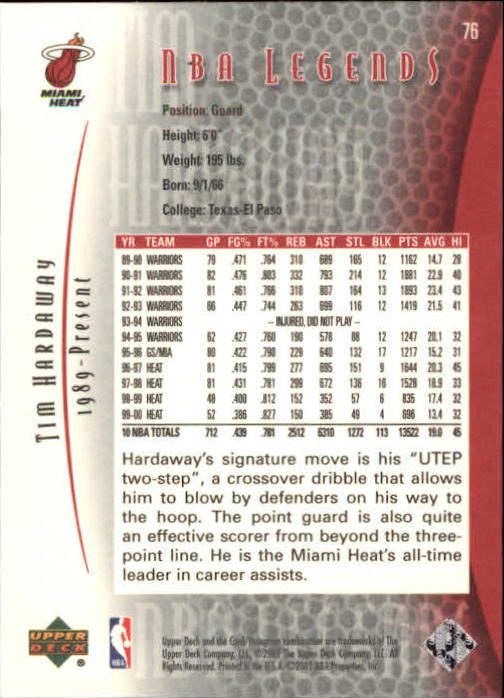 2001/2002 Legends (Upper Deck) Basketball - Picture 123 of 198