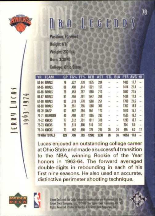 2001/2002 Legends (Upper Deck) Basketball - Picture 127 of 198