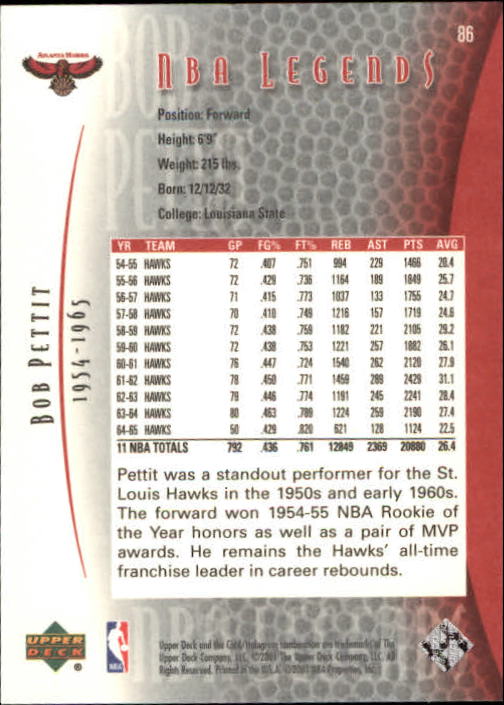 2001/2002 Legends (Upper Deck) Basketball - Picture 141 of 198