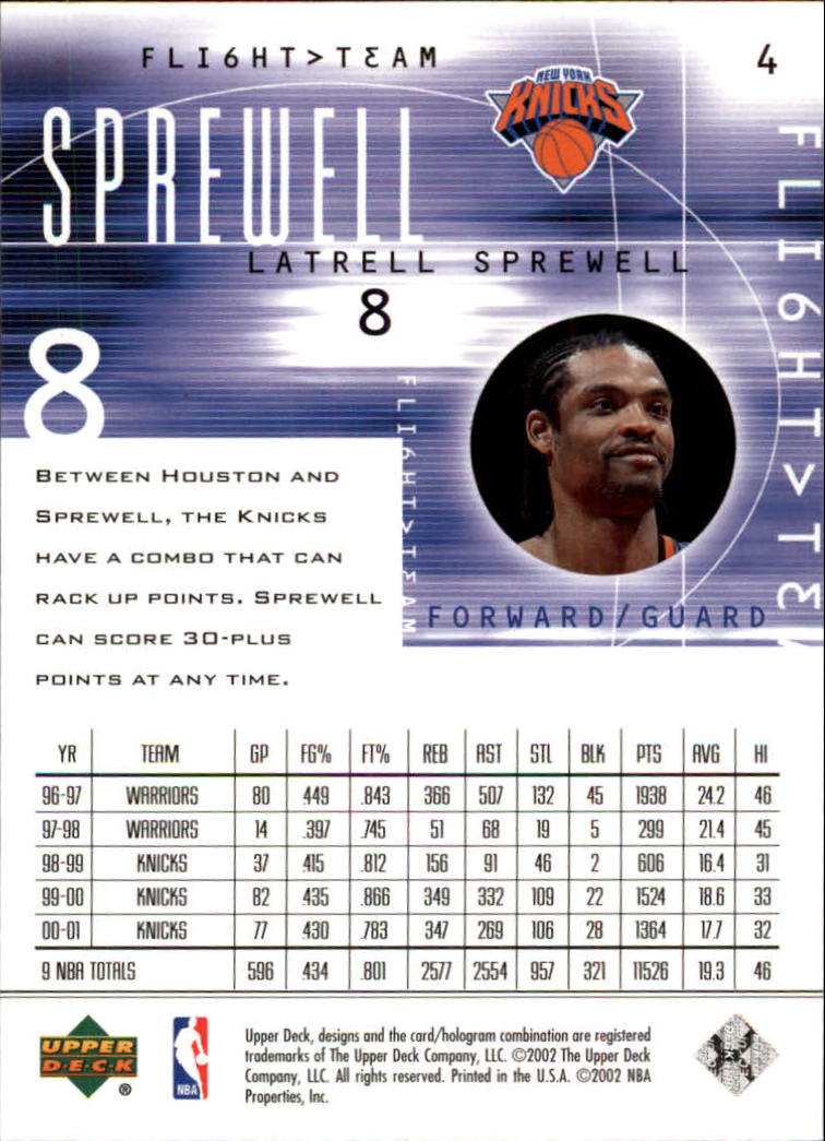 2001/2002 Flight Team (Upper Deck) Basketball - Picture 9 of 246